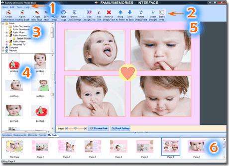 photo book software screenshot, user interface